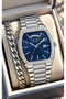 Elegant Box, with Calendar, Silver-Painted Steel Strap, Navy Blue Dial, Men’S Wristwatch + Bracelet.