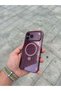 Apple iPhone 14 Plus Compatible Burgundy Luna Ring Silicone Case with Stand and Magsafe Feature.
