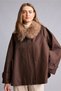 Fur-Collar Oversized Zippered Twill Short Trench Coat H8573Ax26Wn