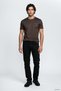 Men's Regular Fit Round Neck Stretchy Breathable Cotton Short Sleeve with Metallic Logo Detail, Brown. - 2