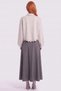 Laser Cut Suede Blouse, Grey. - 4