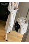 Ladies Solid Color Tunic Dress, Ladies Formal Elegant Asymmetrical Pleated Design High Waiste Dress, - 2