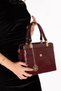 Women's Double Compartment Hand and Shoulder Bag Ald.3822 Burgundy Croco - 3