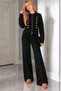 Stylish Two-Piece Knit Set for Women, Featuring Button and Zipper Details. - 6
