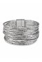 Sparkling Silver Magnetic Bracelet with Mixed Striped Details.
