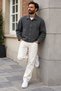 Men's Textured Seasonal Jacket with Buttoned Collar - 2