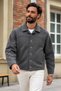 Men's Textured Seasonal Jacket with Buttoned Collar - 5