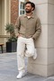 Men's Textured Seasonal Jacket with Buttoned Collar - 6
