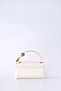 Leather chain strap shoulder and crossbody bag, beige. - 3