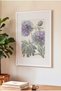 1 Piece of Antique Vintage Painting with a White Wooden Frame and a Purple Peony Motif. - 3