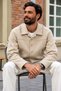 Men's Textured Seasonal Jacket with Buttoned Collar - 3