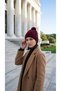 Burgundy Patterned Knit Beanie