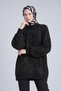 Sparkling stone patterned knit sweater, black.
