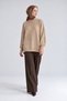 Half fisherman stone detailed knit sweater, orange. - 2