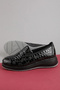 Genuine Leather Women's Anatomical Comfortable Lightweight Casual Shoes Elnr.7057 Black Croco - 8