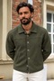 Men's Textured Seasonal Jacket with Buttoned Collar - 4