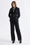 Velvet Jacket with a Flap Pocket and Belt, Black. - 3