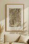 1 Piece of Vintage-Style Beige-Thoughtful Painting with a Natural Wood Frame. - 2