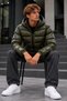 Men's Hooded Shiny Winter Casual Khaki Jacket - 3