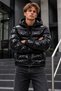 Men's Hooded Shiny Winter Casual Black Coat - 5