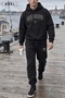 Nordic Original Typography Print Black Unisex Hoodie and Jogger 2-Piece Set.