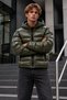 Men's Hooded Shiny Winter Casual Khaki Jacket - 4