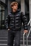 Men's Hooded Shiny Winter Casual Black Coat