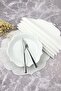 طقم تقديم أمريكي مكون من 6 قطع مطرز باللون الأبيض