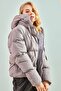 Women's Dark Gray Hooded Puffer Coat 10141018 - 4
