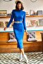 Women's Cobalt Blue Lycra Long Camisole Dress ELB-19000750