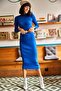 Women's Cobalt Blue Lycra Long Camisole Dress ELB-19000750 - 4