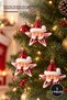 Set of 3 Christmas Tree Ornaments Featuring Santa Claus and Star Figures – Figurine Christmas Tree Ornaments – Christmas Tree Decoration – Santa Star
