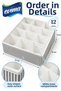12-Compartment Drawer and Cabinet Organizer – Gray Striped, 31 × 25 × 12 cm - 4