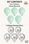 Set of 10 Green and Chrome Silver Latex Balloons, 11 Inches, 5+5, for Birthday Party Decorations - 3