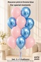 Set of 10 Pink and Chrome Blue Latex Balloons, 11 Inches, 5+5, for Birthday Party Decorations