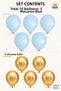 Set of 10 Blue and Chrome Gold Latex Balloons, 11 Inches, 5+5, for Birthday Party Decorations - 3
