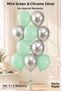 Set of 10 Green and Chrome Silver Latex Balloons, 11 Inches, 5+5, for Birthday Party Decorations