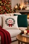 New Year's Themed Punch Embroidered 2-Piece Throw Pillow Cover Set |   Zippered 42X42 cm |   Modern Sofa Throw Pillow, Christmas Patterned, Decorative - 2