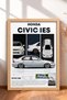 White Classic Japanese Sedan Framed Art Print Car Poster for Garage or Office Wall Decor OTO038