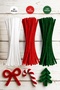 New Year's Decoration - Miniature Christmas Tree Craft Kit - 140 Tinsel Strands (30 cm) + 30 Pom-Poms - Styrofoam Cone (20 cm) - 2