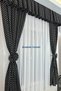 Kitchen Curtain, Closely Pleated, 1/3 Black Polka Dot, Fringed Curtain Rail, Short Drapery Curtain, Modern - 4