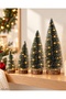 New Year's Tree Set with Snow Effect: 1 LED + (1 x 25 cm, 1 x 20 cm, 1 x 15 cm, 1 x 10 cm) – Set of 4 Fir Trees