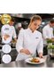 5 White Chef Jackets for Women, Customized with Your Logo - Professional Chef Jacket Made of Gabardine Fabric, Size S. - 3