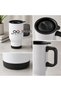 5-Piece Set of White Corporate Thermos Mugs with Steel Handles, 430 Ml, Customizable with Your Logo. - 3