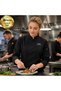 5 Black Chef Jackets for Women, Customized with Your Logo - Professional Chef Jacket Made of Gabardine Fabric, Size S. - 2