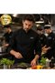 5 Black Chef Jackets for Men, Customized with Your Logo - Professional Chef Jacket Made of Gabardine Fabric, Size S. - 3