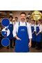 10 Pieces of Blue Professional Kitchen Aprons with Your Logo - Water-Repellent Cotton Fabric Chef Apron Com37878