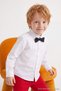 White Boys' Cotton Long-Sleeve Shirt with a 2-Piece Bow Tie Set TKDAW27GO00027 - 5