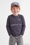 Anthracite Boys' Cotton Ribbed Printed Crew Neck Knit T-Shirt TKDAW27TS00026