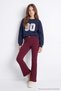 Burgundy Solid/Basic Flare/Flared Girls' Stretch Knit Leggings TKDSS24TA00007 - 4